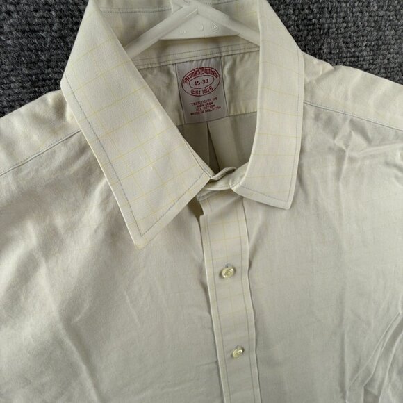 Brooks Brothers Cotton Yellow Traditional Non-Iron Check 15 33 Shirt Men Adult - Picture 7 of 16